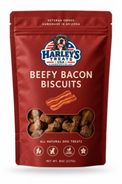 Bag of Beefy Bacon Biscuits, made in Mesa, Arizona